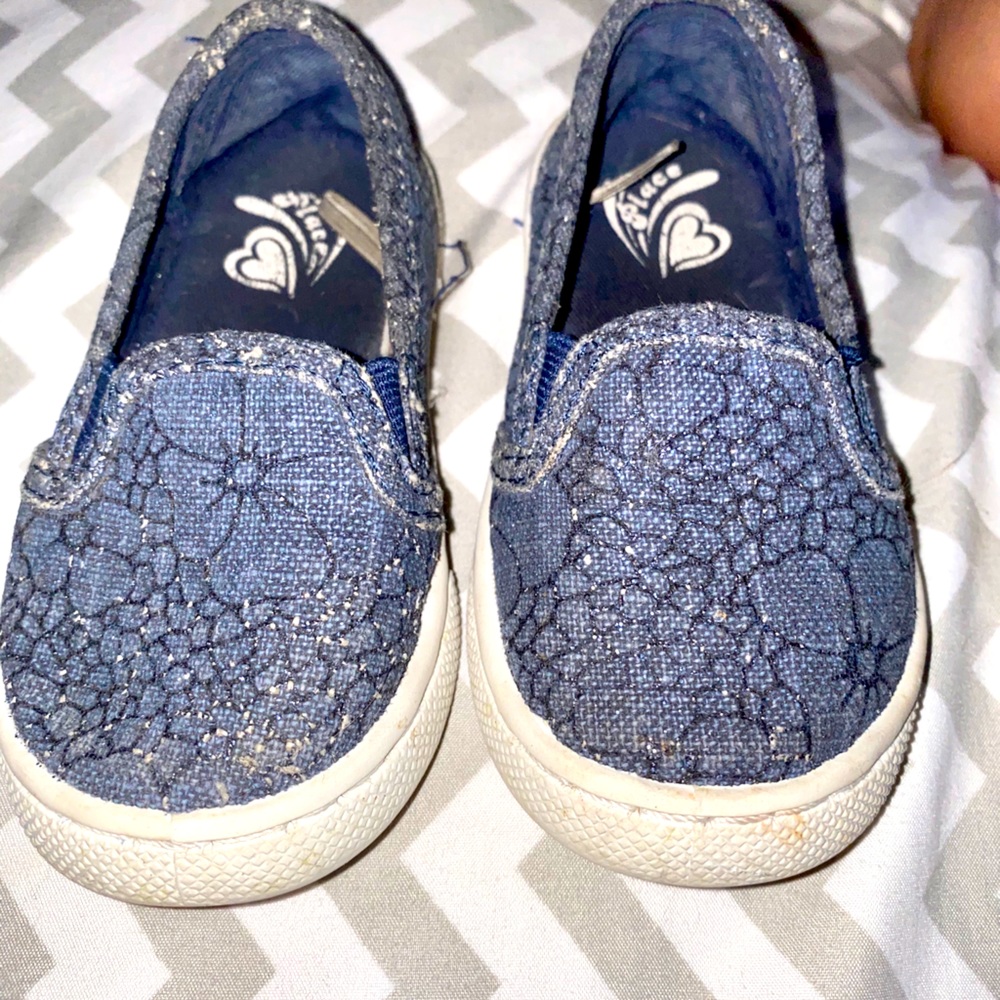 Denim with sparkle toddler slip on shoes